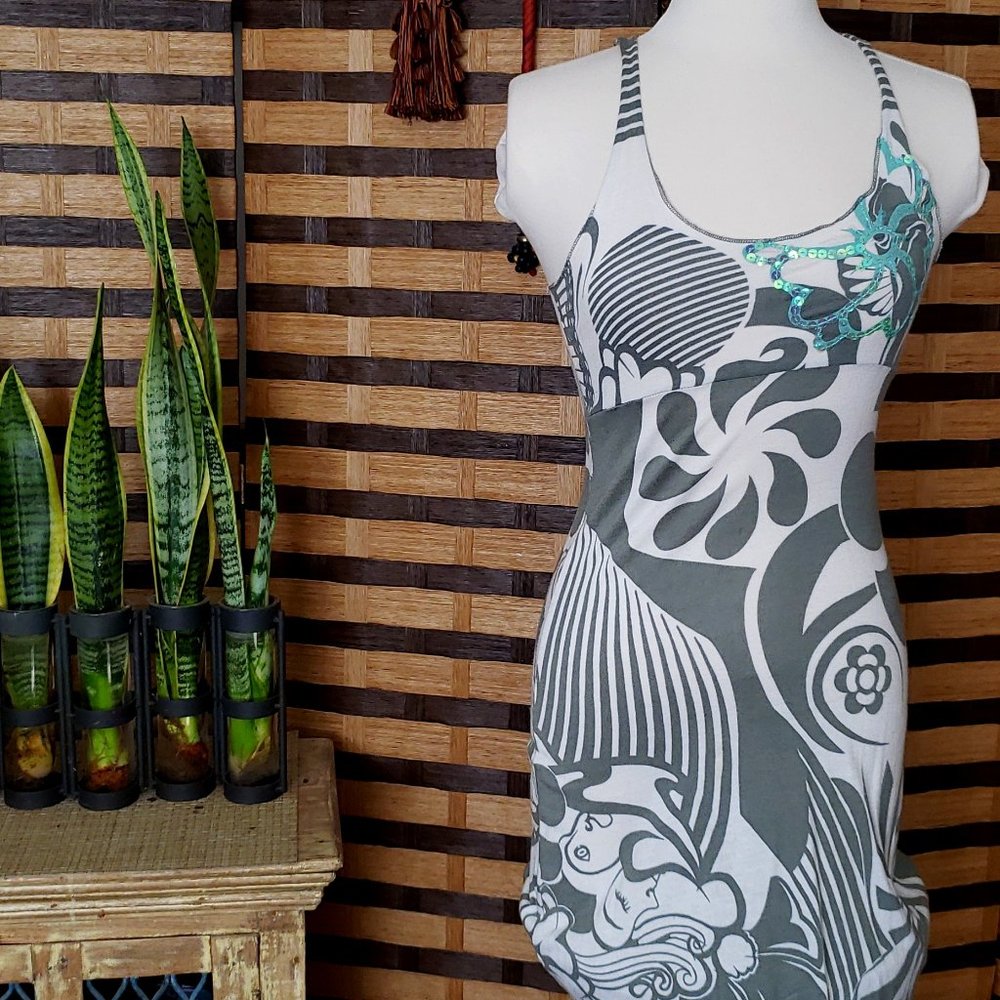 Vintage 1990s LTB Skinny Racer Tank Dress S